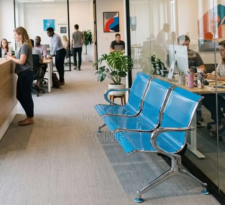 Office Bench : 3-Link Blue Bench
