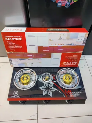 SmartPro 3-Burner Tempered Glass Gas Stove – Black & Gold