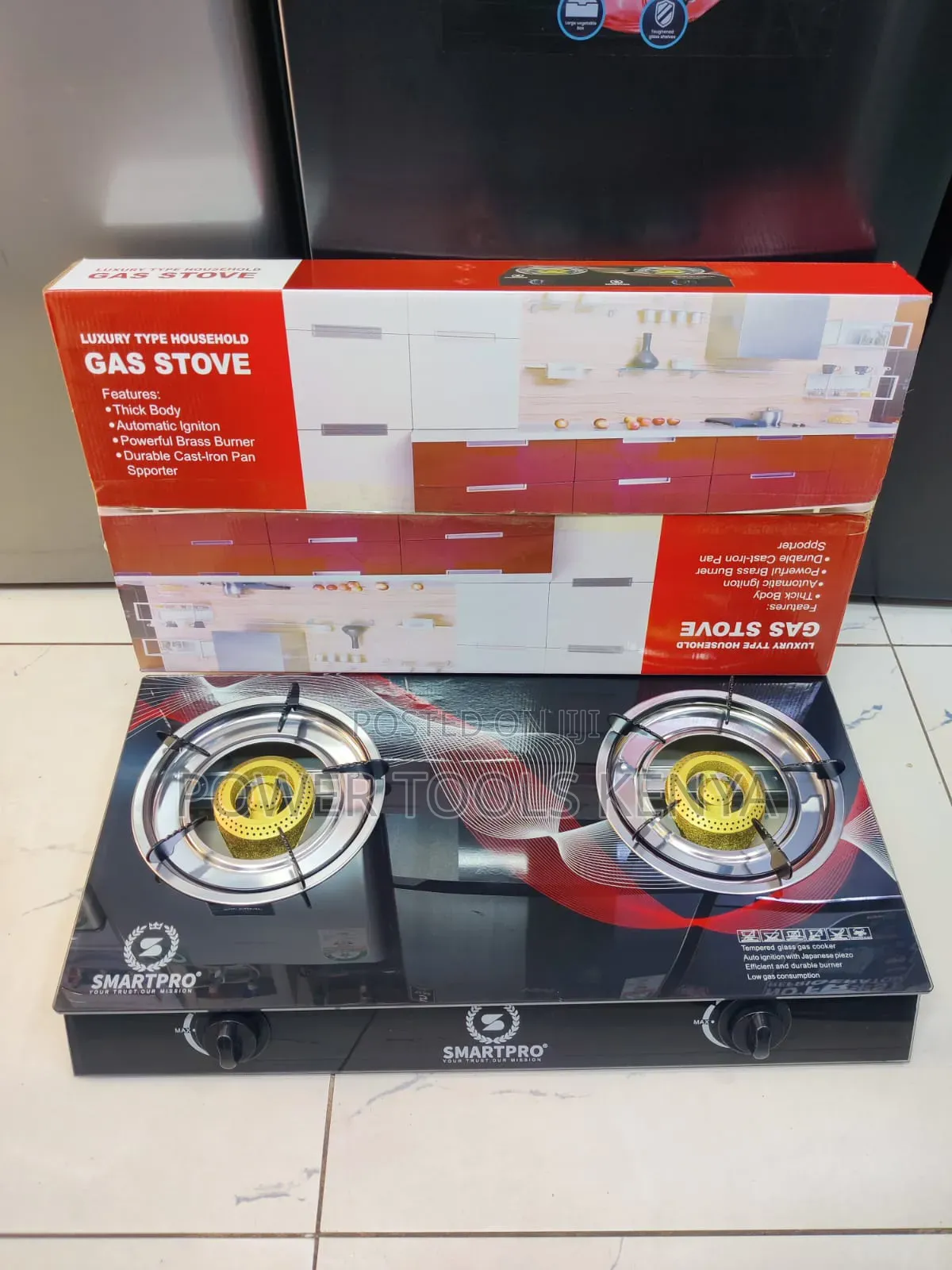 SmartPro 2-Burner Tempered Glass Top Gas Stove – Black