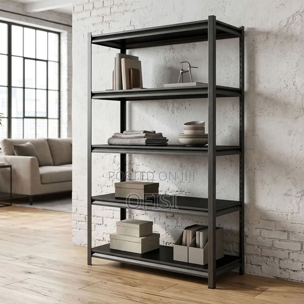 Storage Rack; Adjustable 5-Shelf Steel Storage Rack