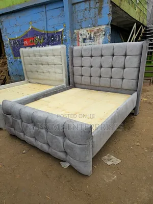 Grey Modern Bed With Mattress