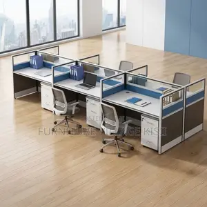 6-Person Office Workstation- Blue and White