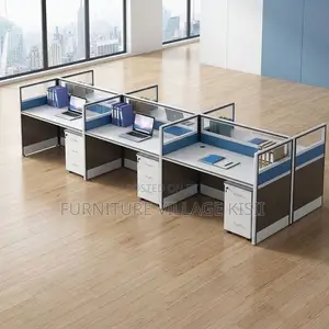 6-Person Office Workstation- Blue and White