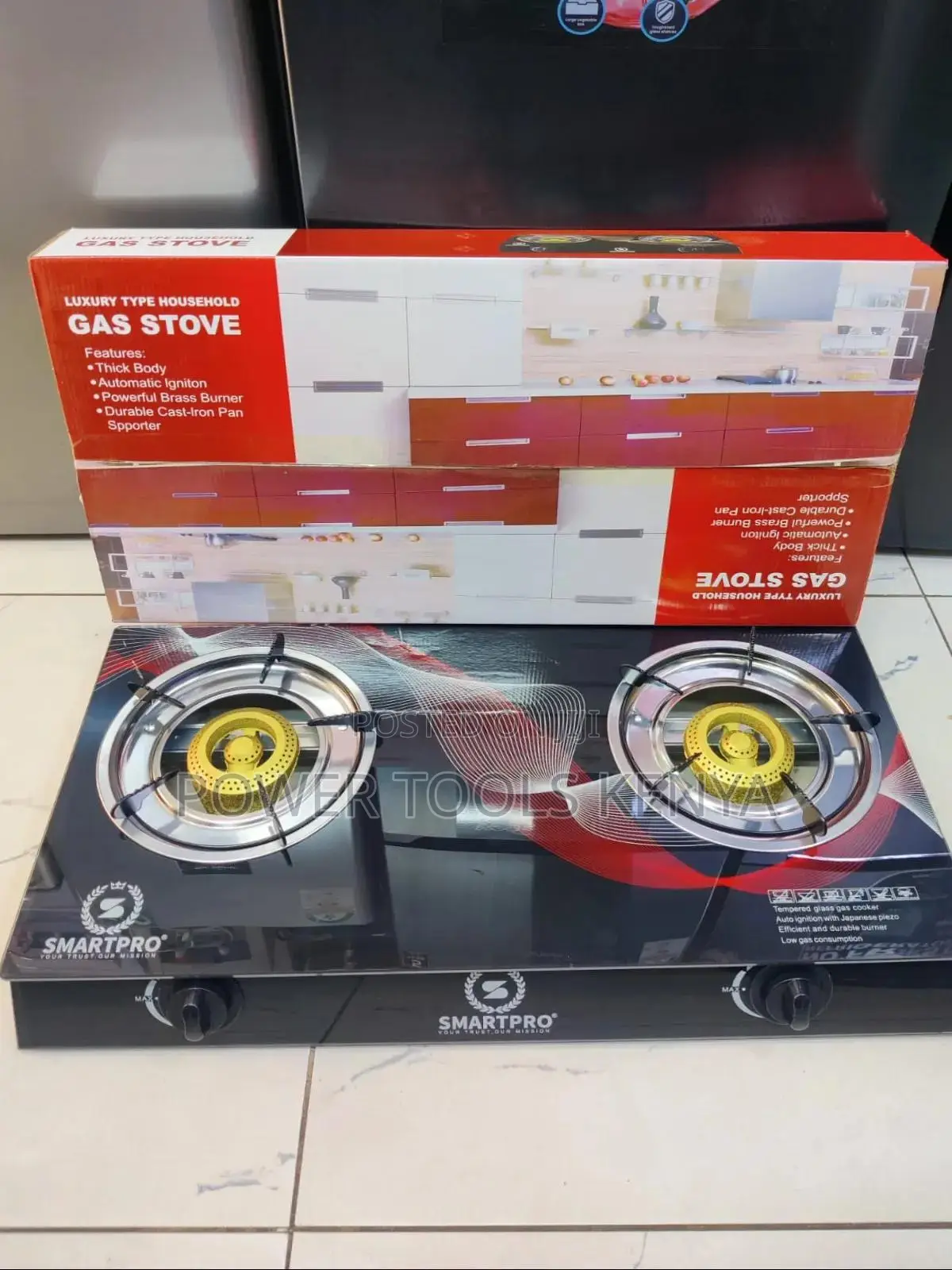 SmartPro 2-Burner Tempered Glass Top Gas Stove – Black