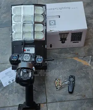 V380 Pro Solar Street Light CCTV Camera 4G Outdoor Multi Lens 3 Screen