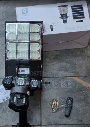 6MP IP66 LED Solar StreetLight PTZ CCTV Camera Wide Angle Night Vision