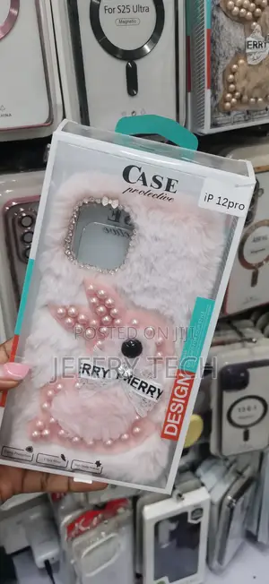 Pink Fluffy Plush Bunny Phone Case Packaged for the iPhone 12 Pro