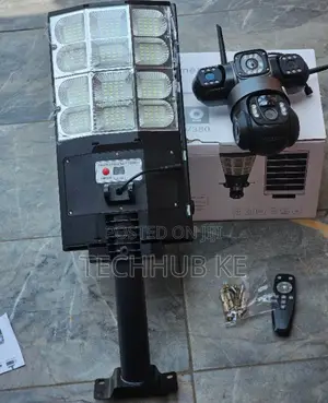 V380 Triple Lens Solar Street Light Camera 3-Screen Display Security