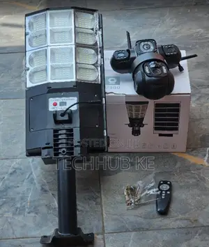 2-in-1 Solar Street Light & CamERA TRIPLE-Lens, 3-View, Waterproof