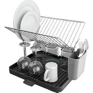 2 Tier Self Draining Dish Rack Compact Stainless Steel Drying Rack