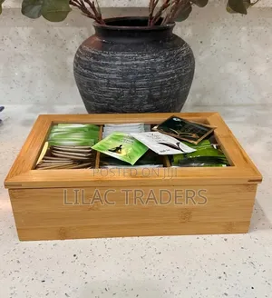 6-Compartment Bamboo Tea Bag Storage Box Alp