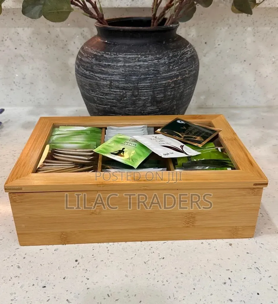 6-Compartment Bamboo Tea Bag Storage Box Alp