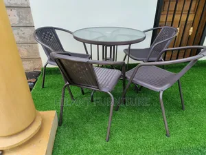 Brown 4 Seater Outdoor Set With Round Table