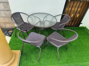 Brown 4 Seater Outdoor Set With Round Table