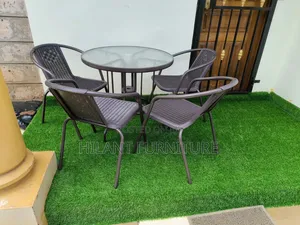 Brown 4 Seater Outdoor Set With Round Table