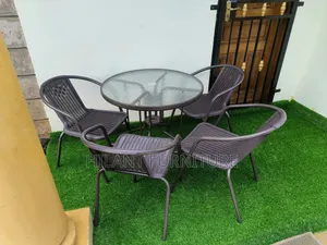 Brown 4 Seater Outdoor Set With Round Table