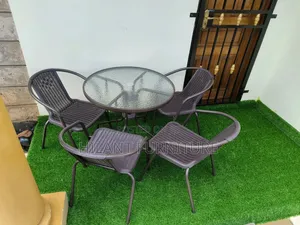 Brown 4 Seater Outdoor Set With Round Table