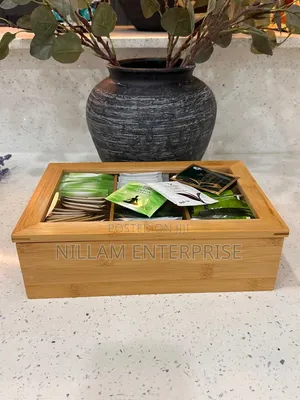 6 Slots Bamboo Wooden Teabag Organiser