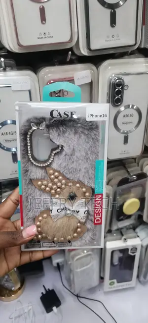 Fuzzy 3D Bunny Phone Case With Pearl Accents Designed for iPhone 16