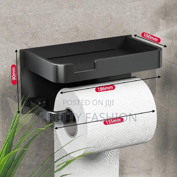 Wall Adhesive Plastic Shelf Tissue Phone Holder - thumbnail 3