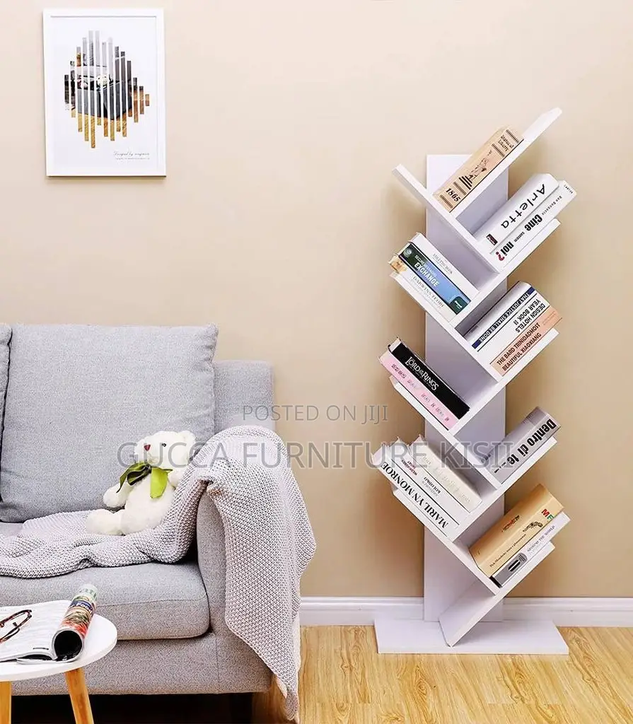 8 Tier Home Office Vertical Wooden Bookshelf