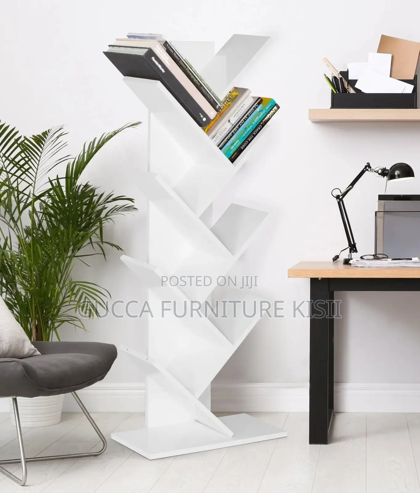 8 Tier Home Office Vertical Wooden Bookshelf