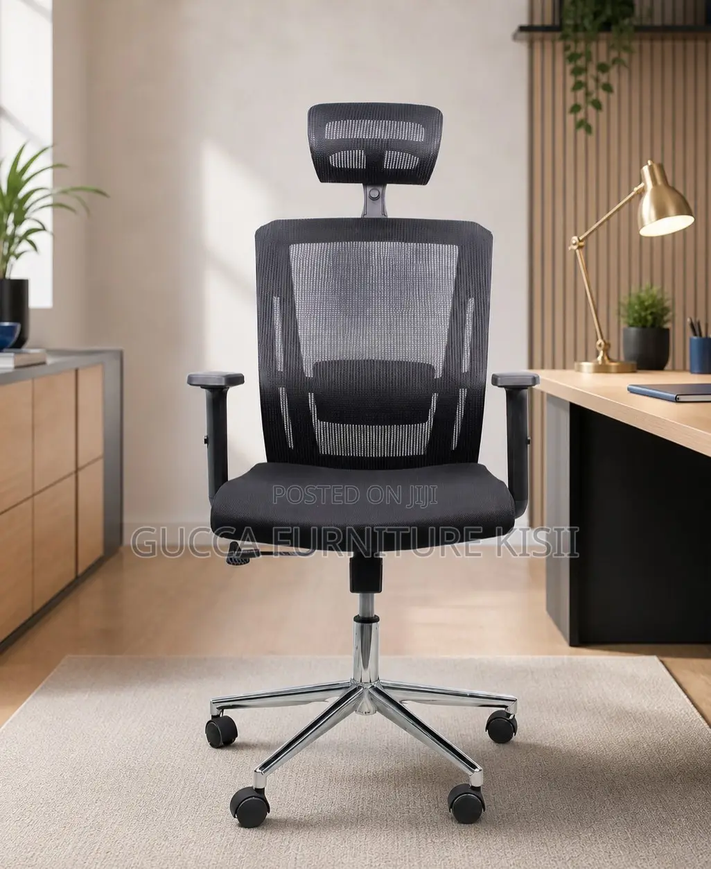 Rotatable Mesh Ergonomic Chair With Adjustable Lumbar Support