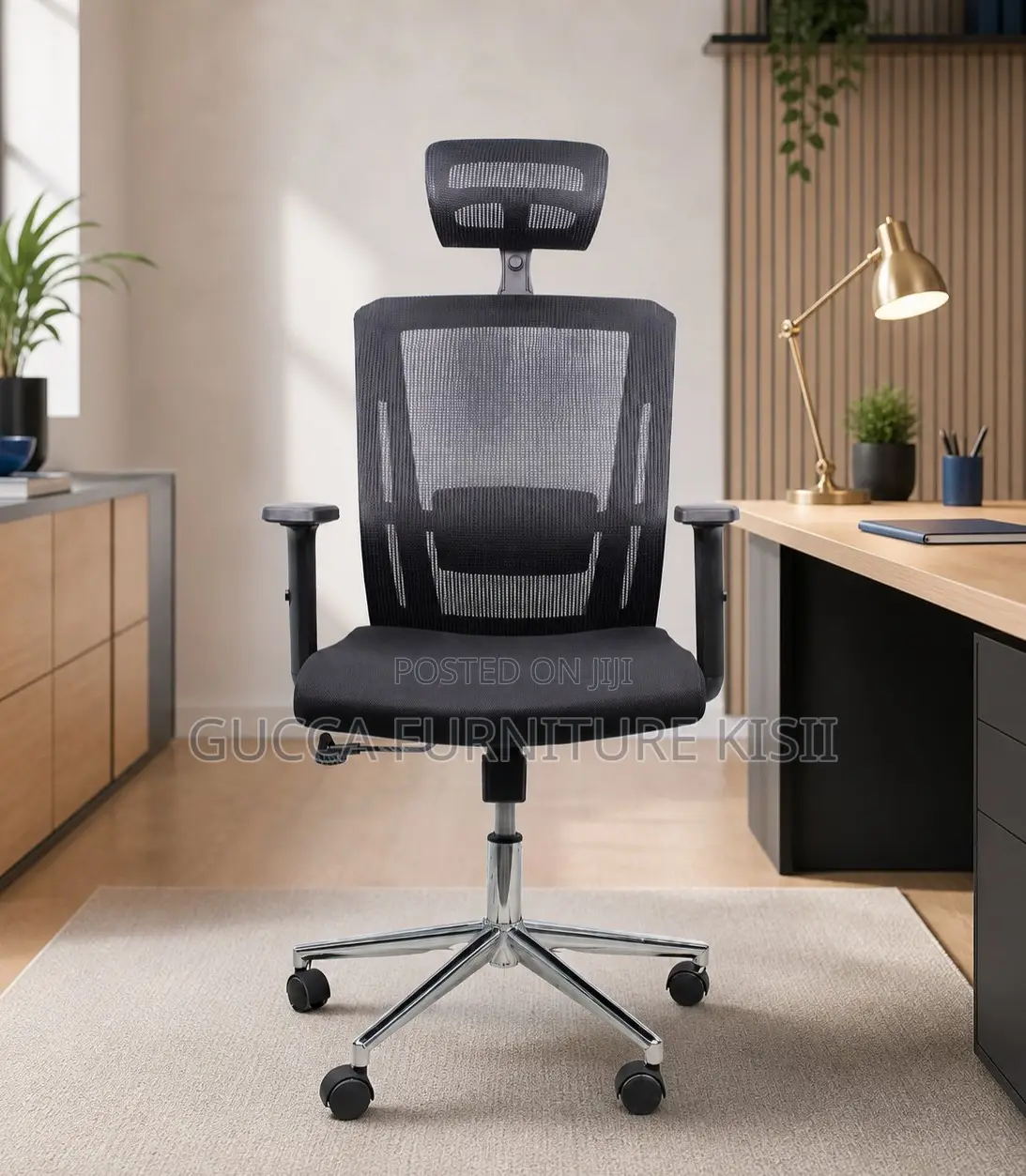 Rotatable Mesh Ergonomic Chair With Adjustable Lumbar Support