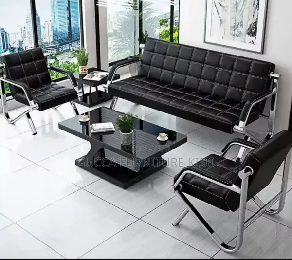 5 Seater Modern Leather Loveseat Office Sofa Set