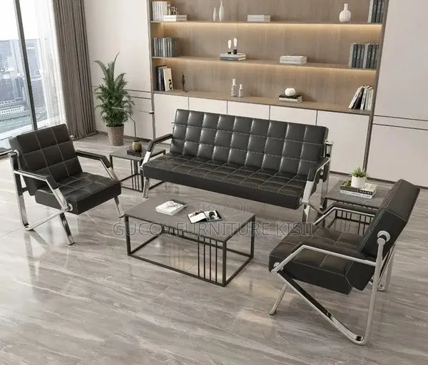 5 Seater Modern Leather Loveseat Office Sofa Set