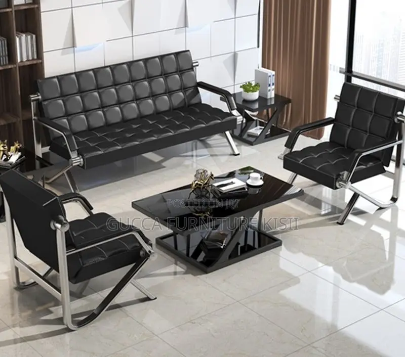 5 Seater Modern Leather Loveseat Office Sofa Set