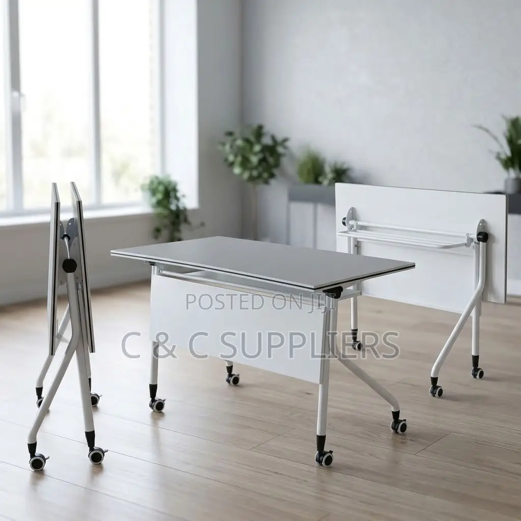 White Folding Movable Writing Desk-120cm
