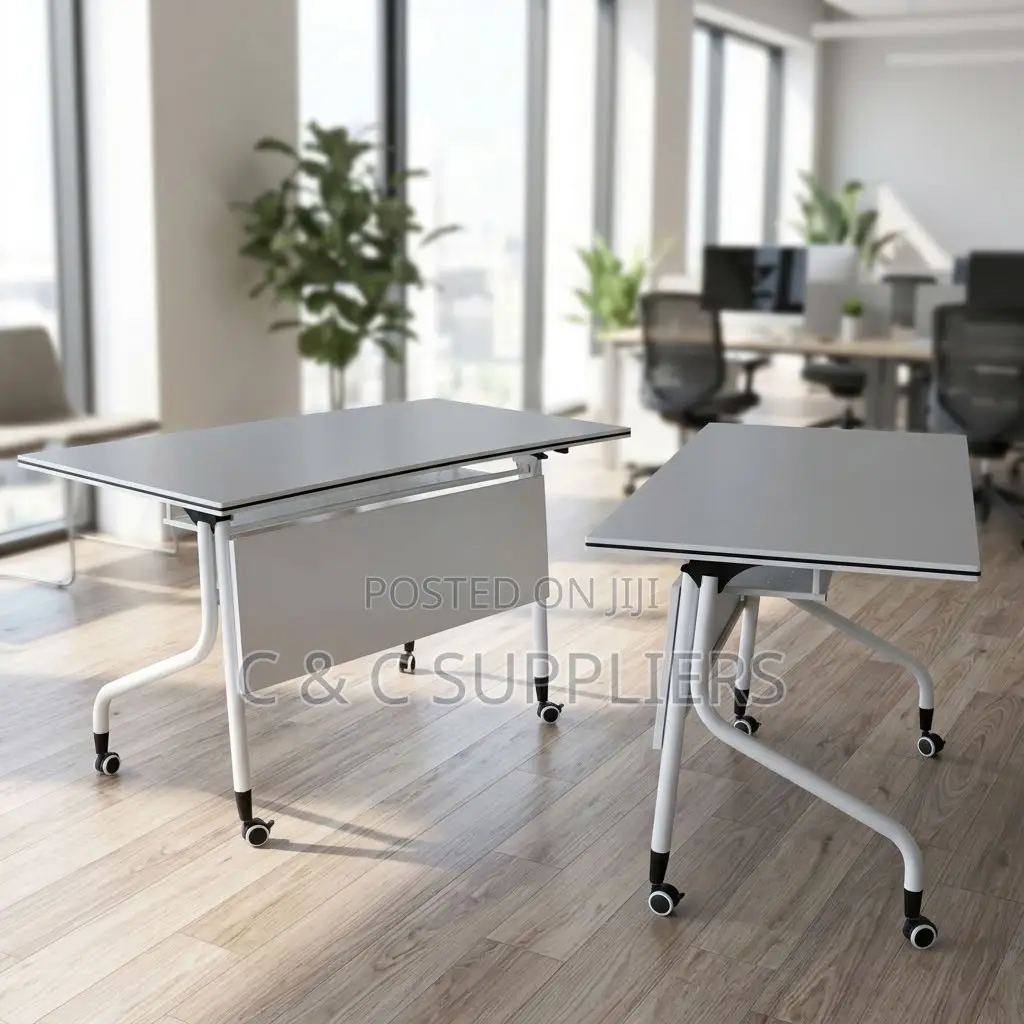 White Folding Movable Writing Desk-120cm