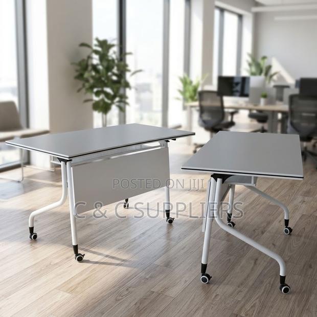 White Folding Movable Writing Desk-120cm - thumbnail 3