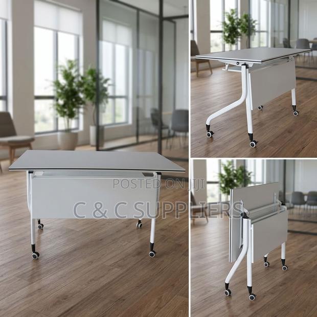 White Folding Movable Writing Desk-120cm - thumbnail 6