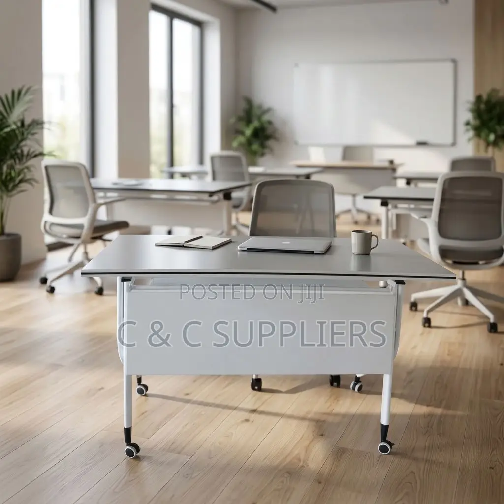 White Folding Movable Writing Desk-120cm
