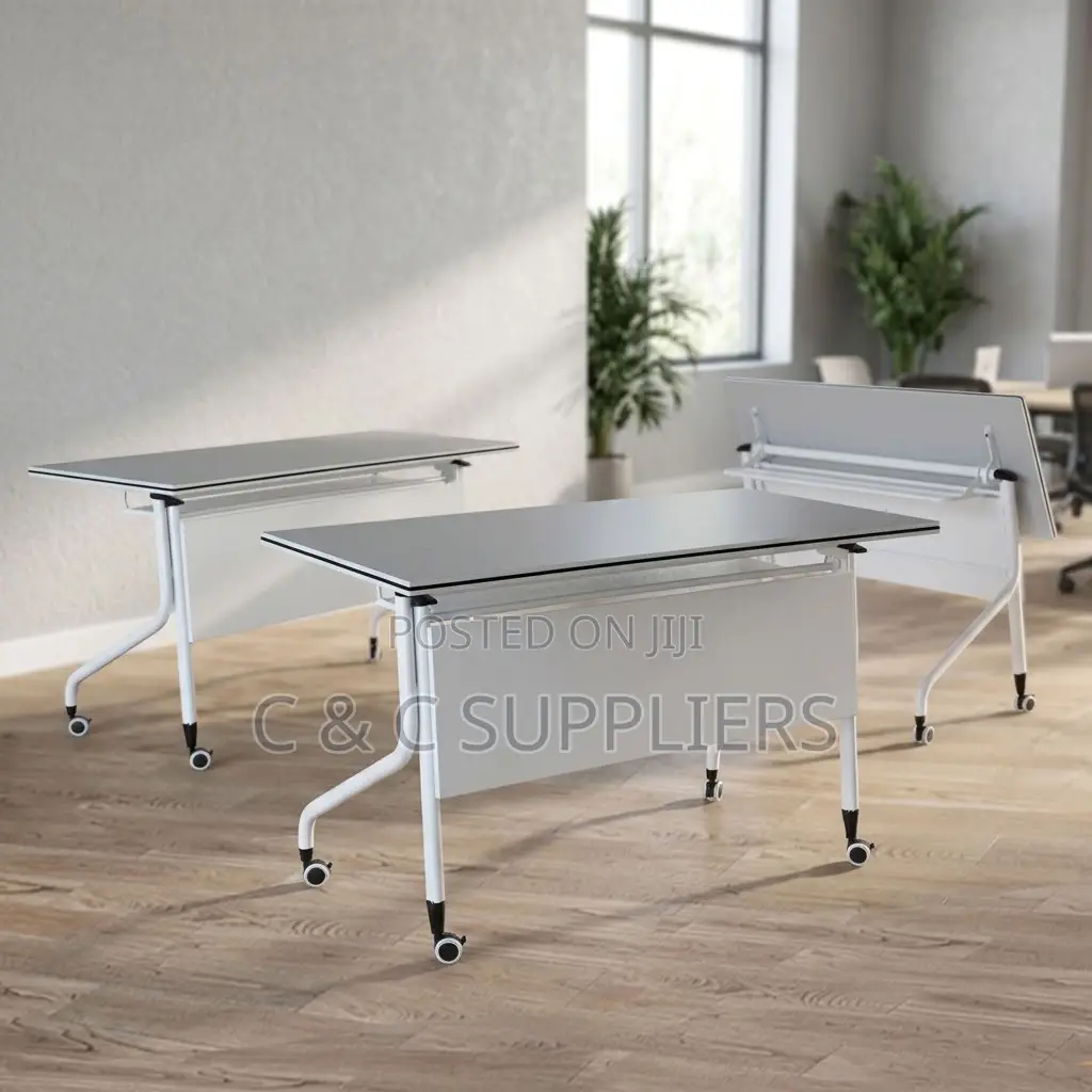 White Folding Movable Writing Desk-120cm