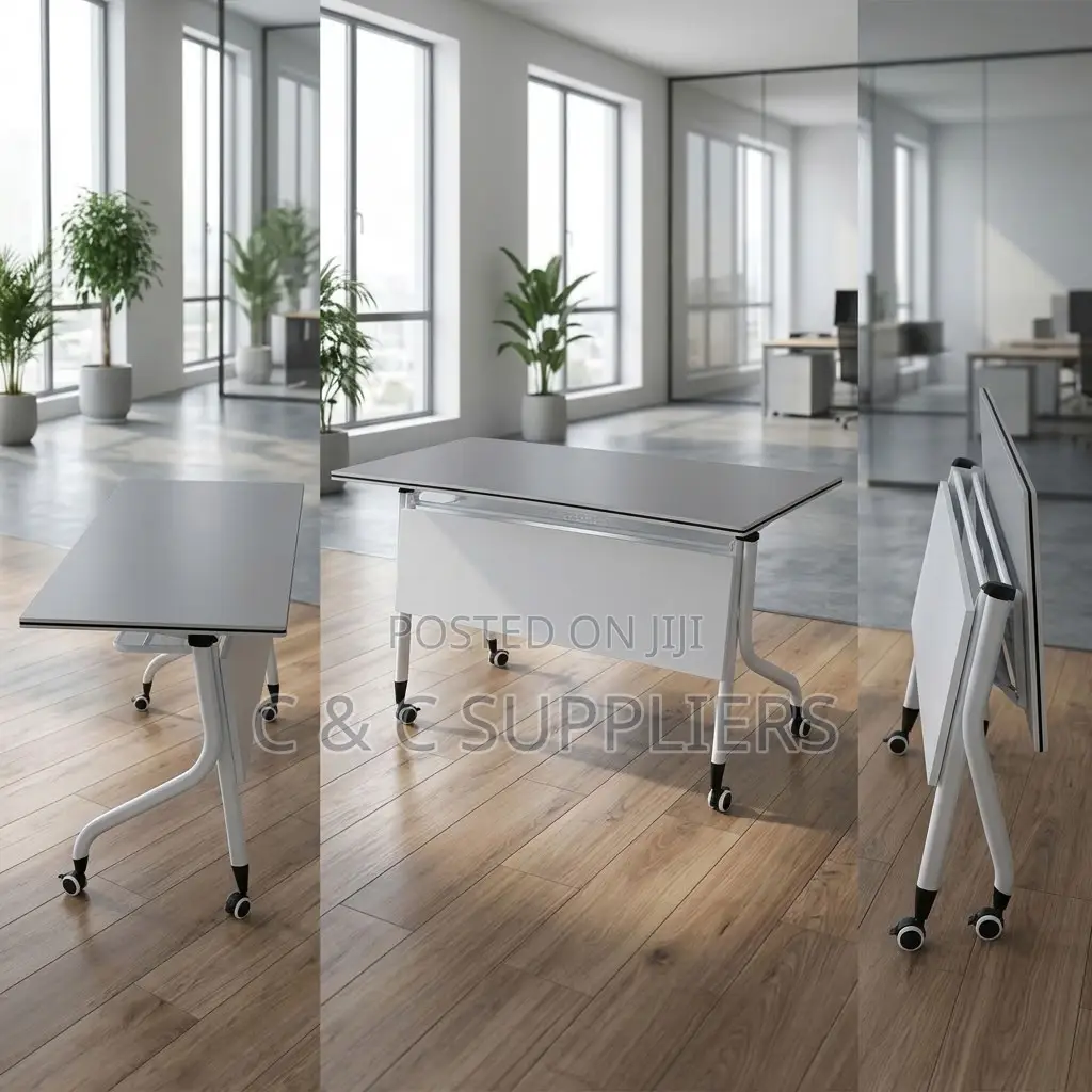 White Folding Movable Writing Desk-120cm