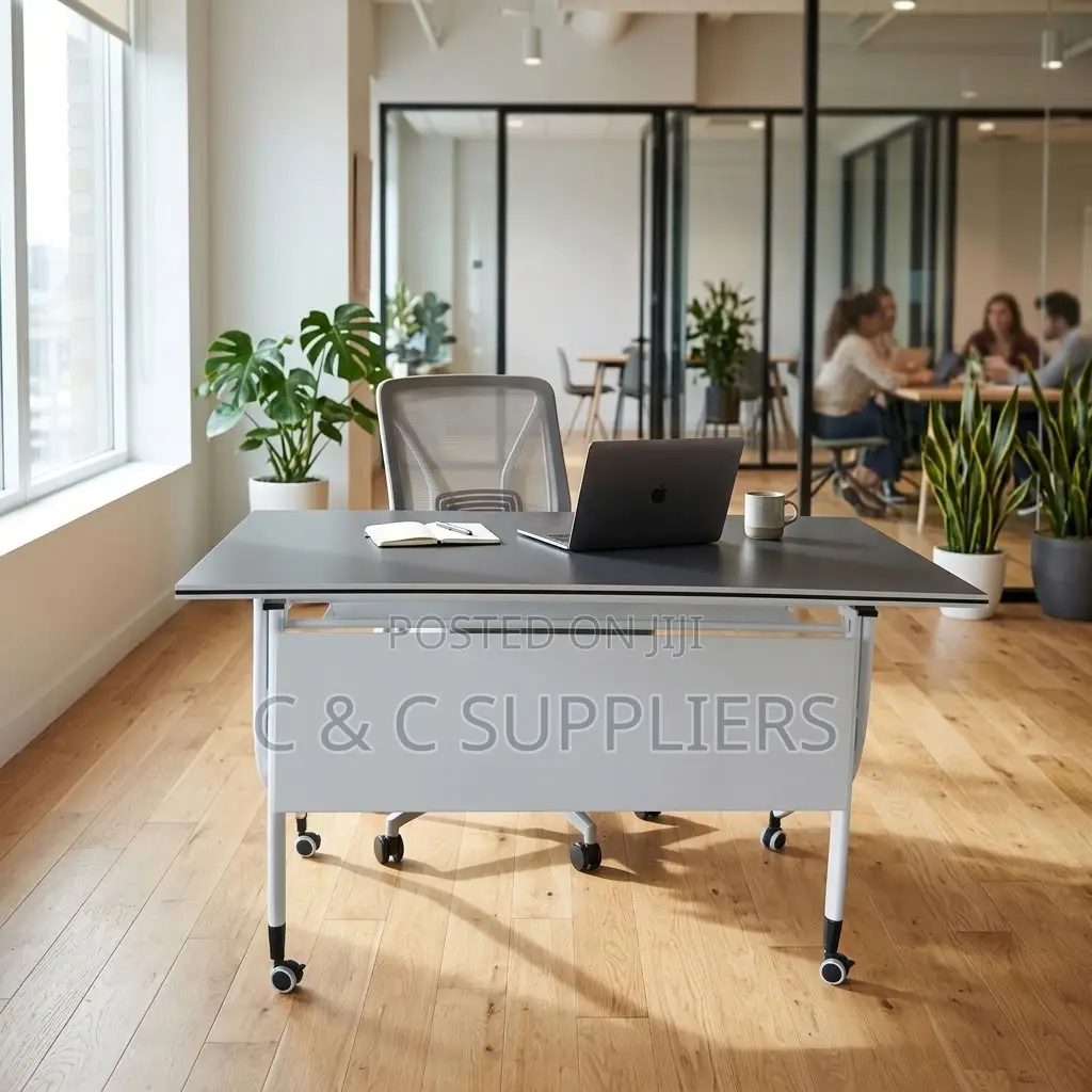 White Folding Movable Writing Desk-120cm