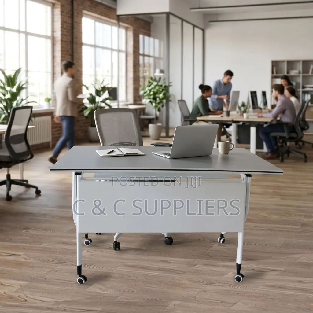 White Folding Movable Writing Desk-120cm