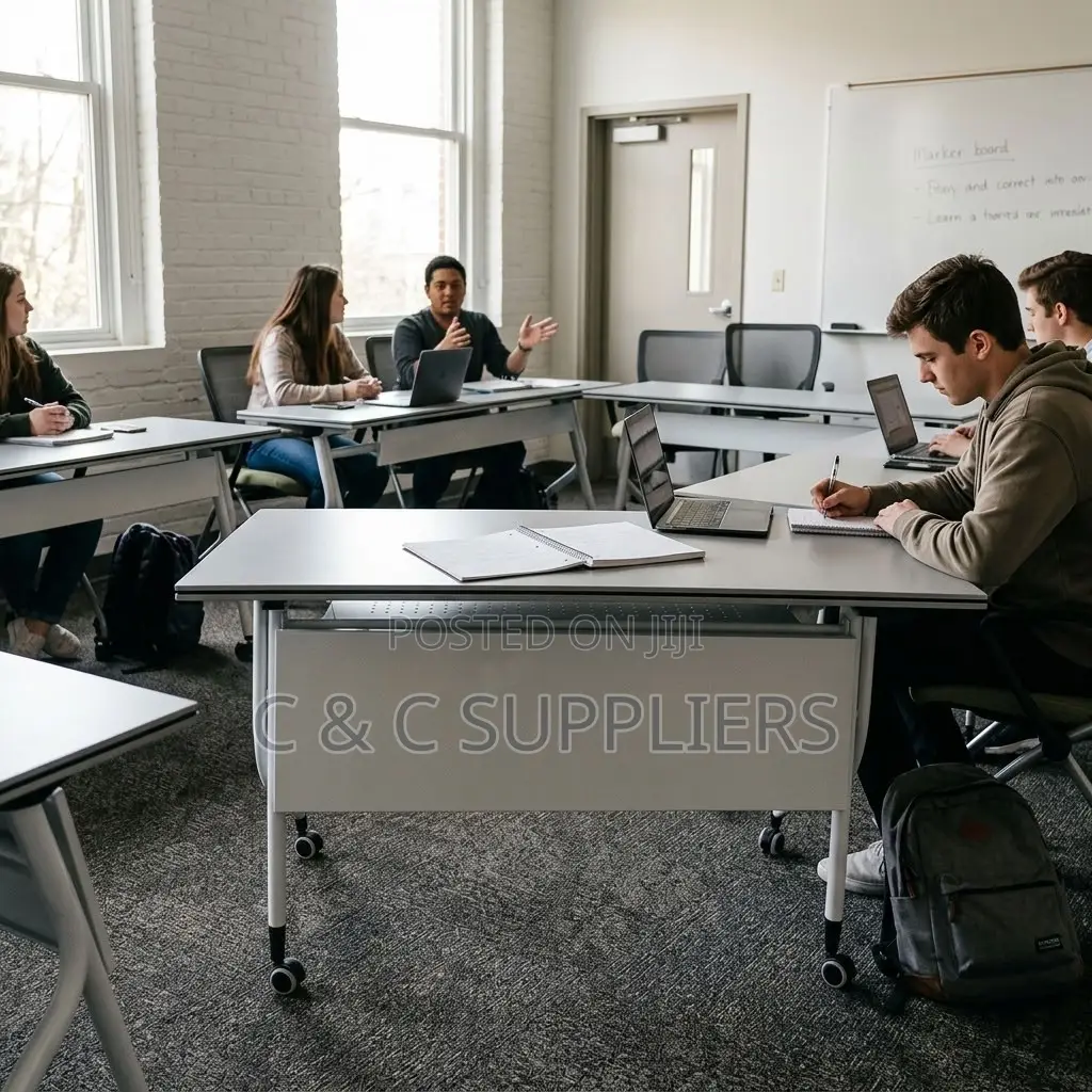 White Folding Movable Writing Desk-120cm