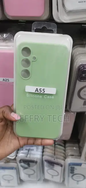Light Green Silicone Phone Case Packaged for a Samsung Galaxy A55 5G