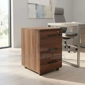 3-Drawer Brown Movable Cabinet.