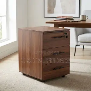 3-Drawer Brown Movable Cabinet.