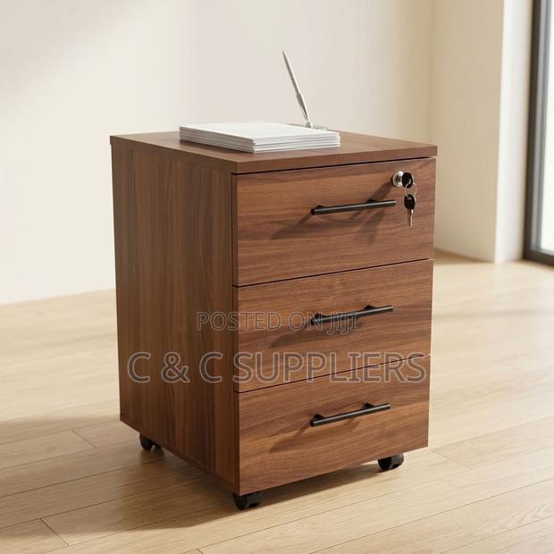 3-Drawer Brown Movable Cabinet. - main view