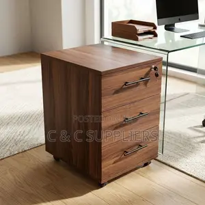 3-Drawer Brown Movable Cabinet.