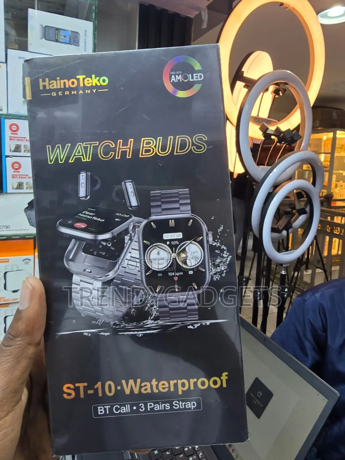 ST-10 Smart Watch With TWS Earbuds and 3 Interchangeable Straps