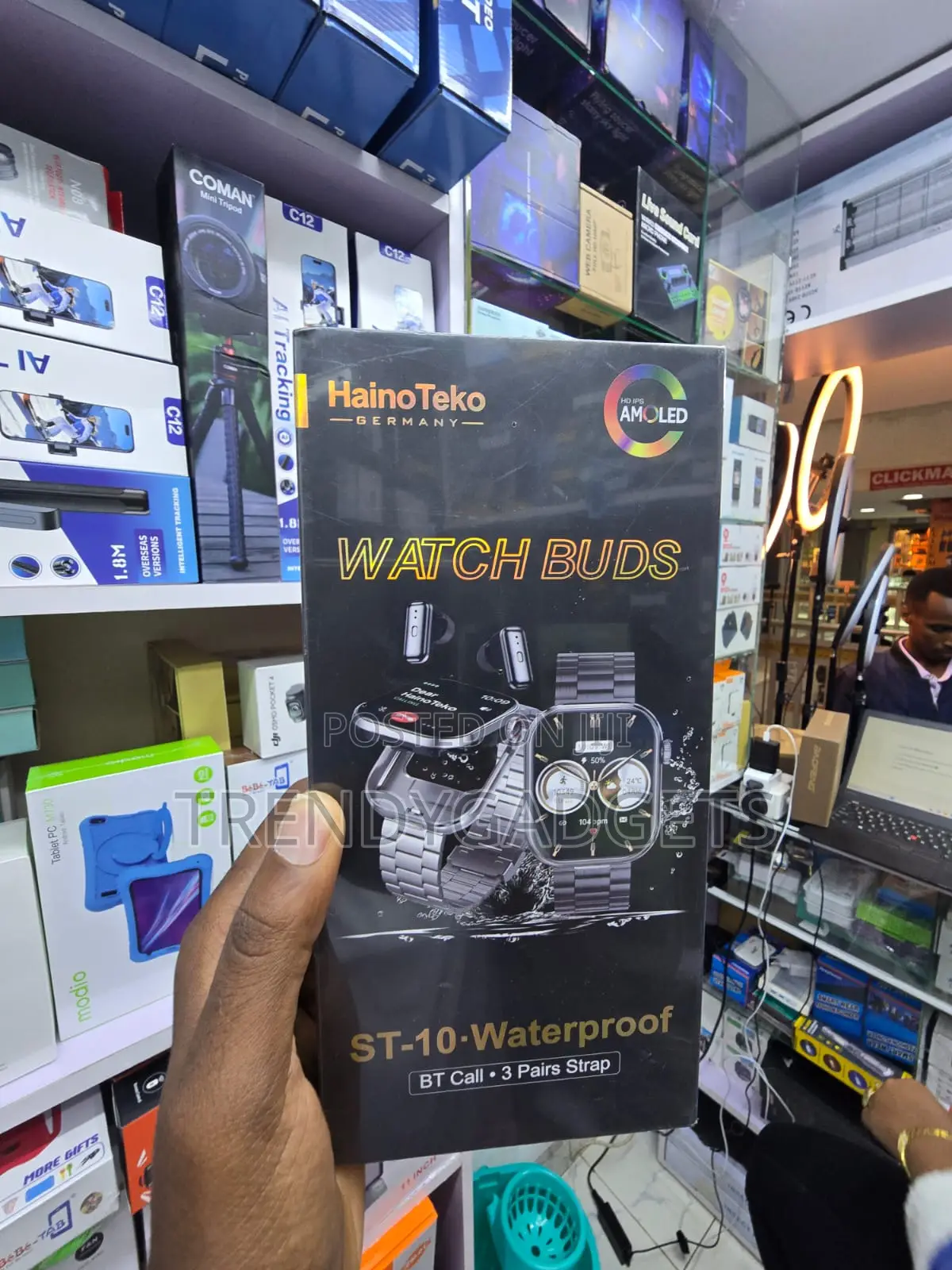 ST-10 Smart Watch With TWS Earbuds and 3 Interchangeable Straps