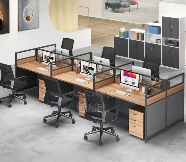 6-User Modular Office Workstation – Modern Team Desk System - thumbnail 2