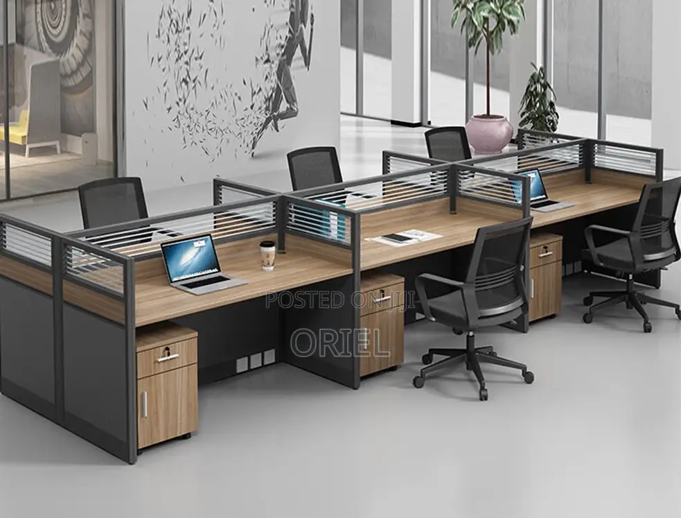 6-User Modular Office Workstation – Modern Team Desk System